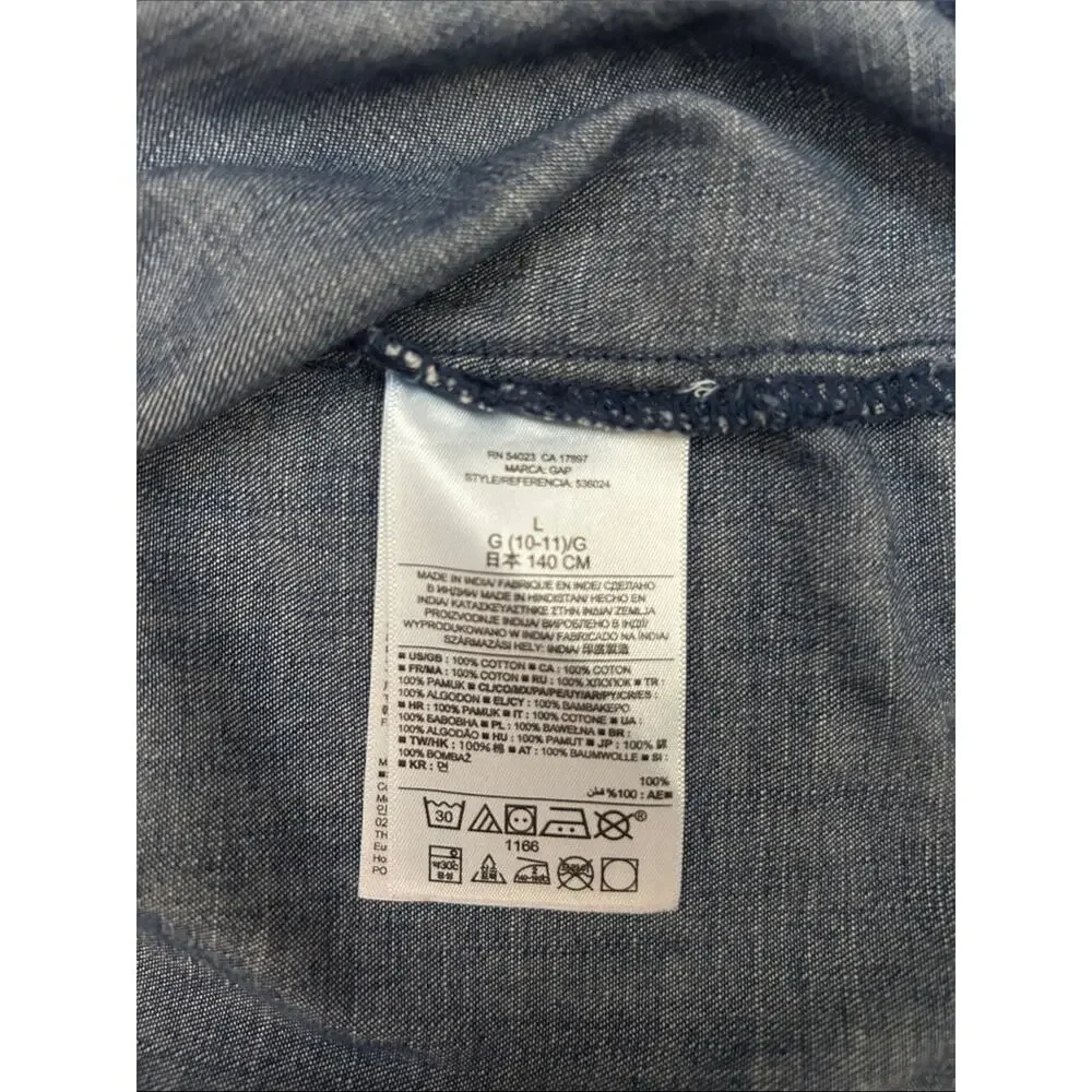 Gap Kids Star-Print Blue Denim Dress, Great 4th of July Summer Dress, Size Lg